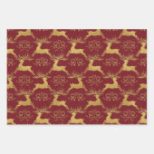 Christmas Gilded Leather Reindeer ラッピングペーパーシート (正面)