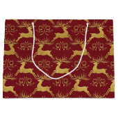 Christmas Gilded Leather Reindeer Red ラージペーパーバッグ (正面)