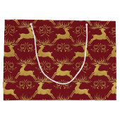 Christmas Gilded Leather Reindeer Red ラージペーパーバッグ (裏面)