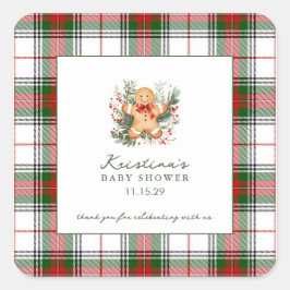Christmas Gingerbread Baby Shower スクエアシール