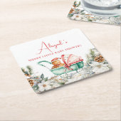 Christmas Gingerbread Baby Shower スクエアペーパーコースター (アングル)