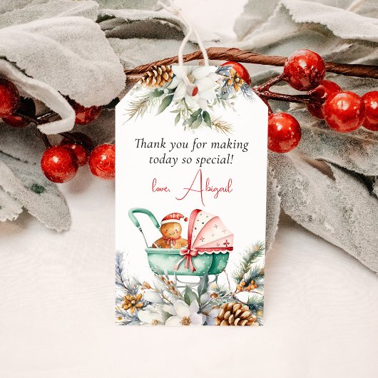 Christmas Gingerbread Baby Shower Thank You Favor ギフトタグ