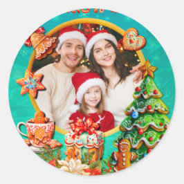 Christmas Gingerbread Candy House, and New Year ラウンドシール