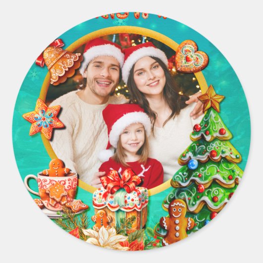 Christmas Gingerbread Candy House, and New Year ラウンドシール (正面)