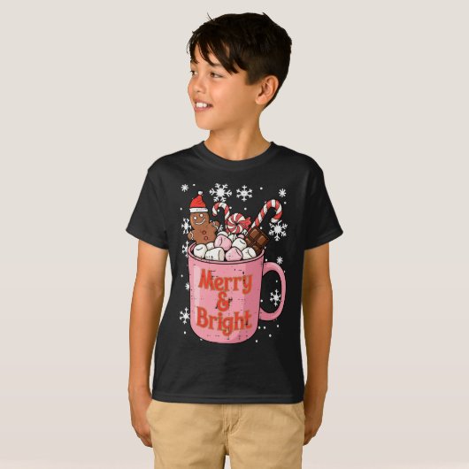 Christmas Gingerbread Cocoa Merry Bright Xmas Wome Tシャツ (正面フル)