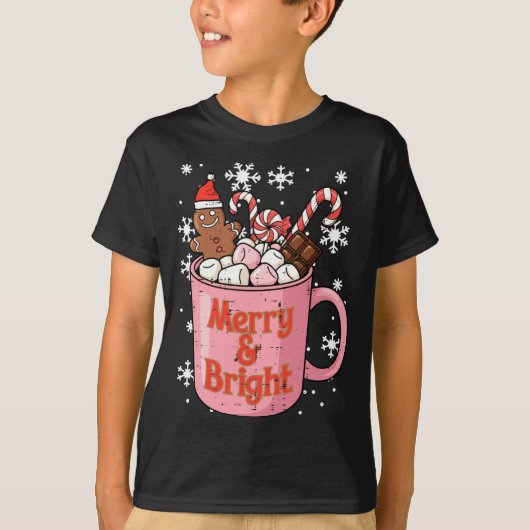 Christmas Gingerbread Cocoa Merry Bright Xmas Wome Tシャツ (正面)