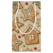 CHRISTMAS GINGERBREAD COOKIE HOUSES AND STARS スモールペーパーバッグ (正面)