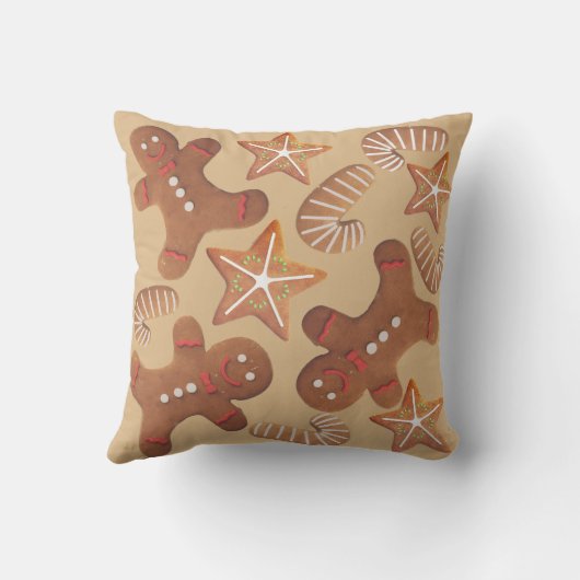 Christmas Gingerbread Cookie Pattern クッション (裏面)
