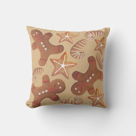 Christmas Gingerbread Cookie Pattern クッション (正面)