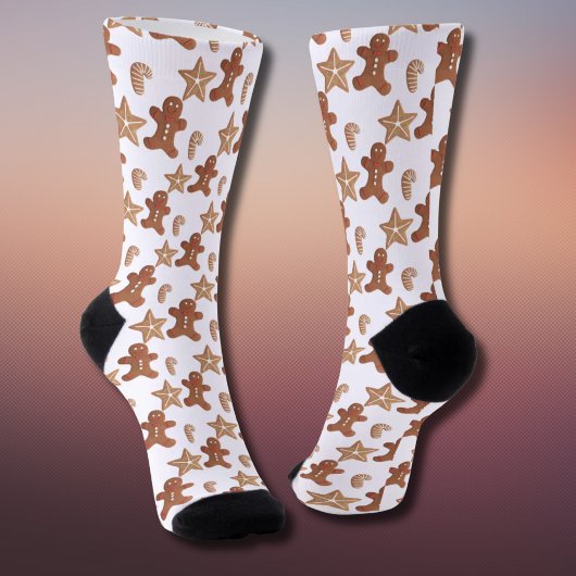 Christmas Gingerbread Cookie Pattern ソックス