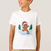 Christmas Gingerbread Cookie playing soccer Tシャツ (正面)