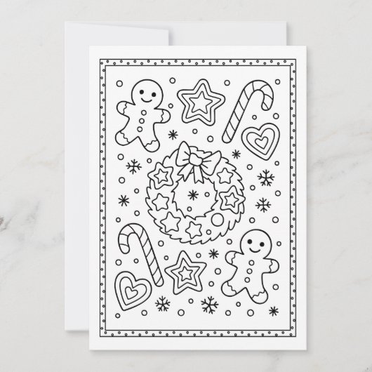 Christmas Gingerbread Cookies Coloring Flat Note シーズンカード (正面)