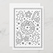 Christmas Gingerbread Cookies Coloring Flat Note シーズンカード (正面/裏面)