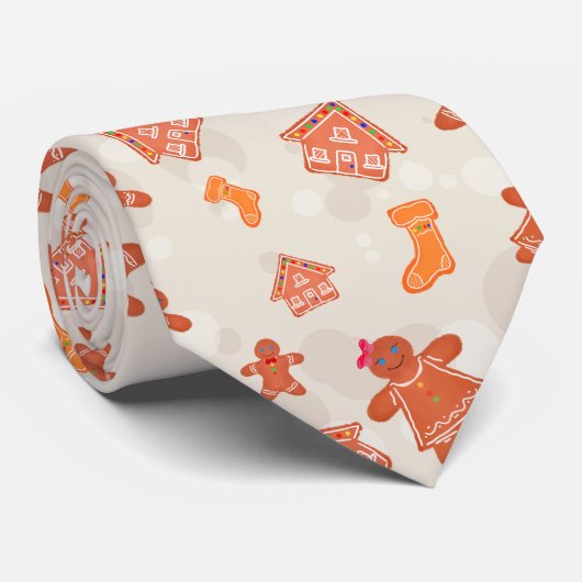 Christmas Gingerbread Cookies Pattern ネクタイ (ロール)