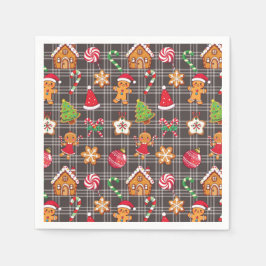 Christmas Gingerbread Cookies Print Party Napkins スタンダードカクテルナプキン