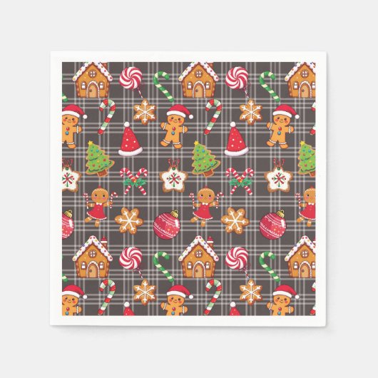Christmas Gingerbread Cookies Print Party Napkins スタンダードカクテルナプキン (正面)