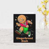 Christmas Gingerbread Dash Running Runner Xmas Mar カード (黄色い花)