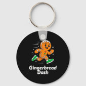 Christmas Gingerbread Dash Running Runner Xmas Mar キーホルダー (正面)