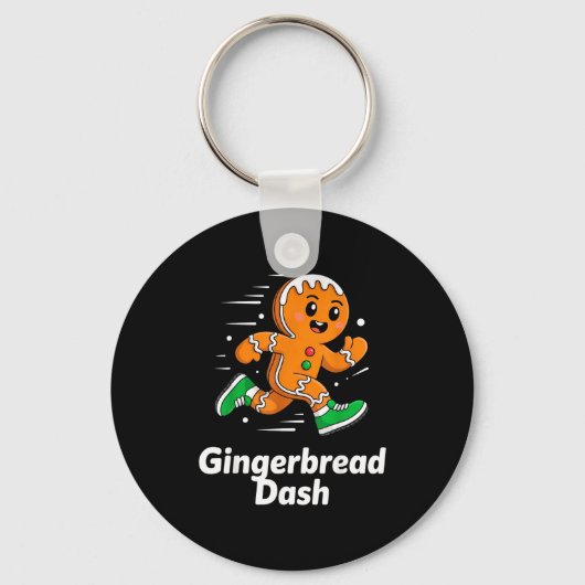 Christmas Gingerbread Dash Running Runner Xmas Mar キーホルダー (正面)