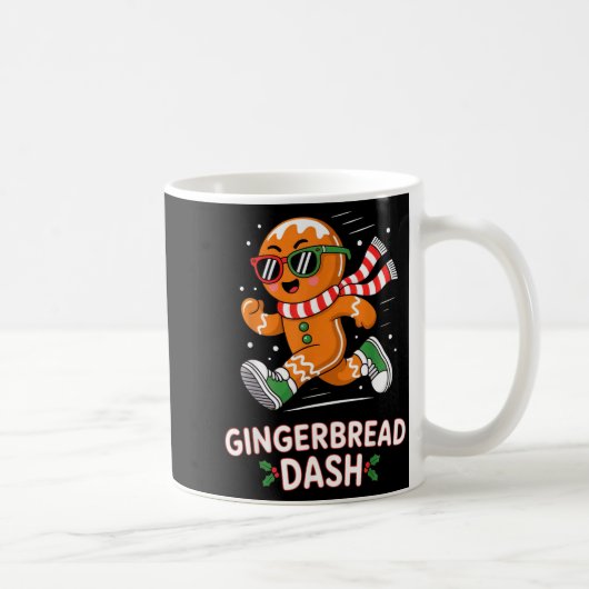 Christmas Gingerbread Dash Running Runner Xmas Mar コーヒーマグカップ (右)