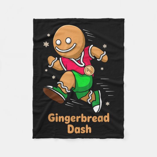 Christmas Gingerbread Dash Running Runner Xmas Mar フリースブランケット (正面)