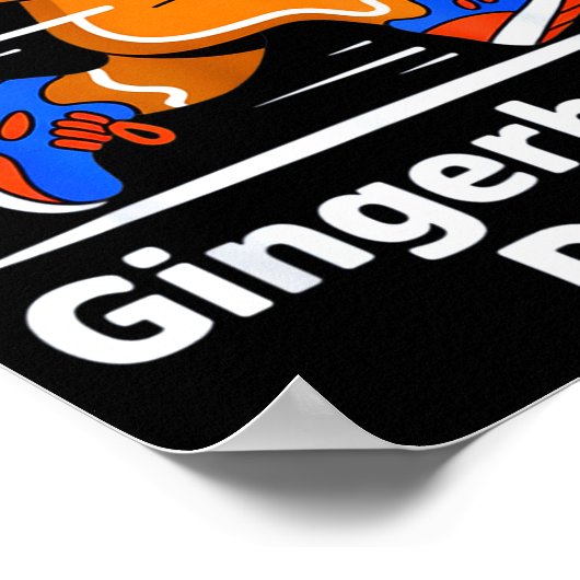 Christmas Gingerbread Dash Running Runner Xmas Mar ポスター (角)