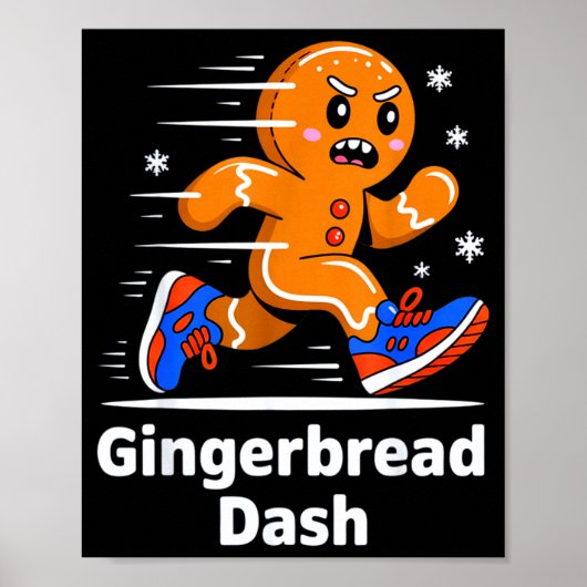 Christmas Gingerbread Dash Running Runner Xmas Mar ポスター (正面)