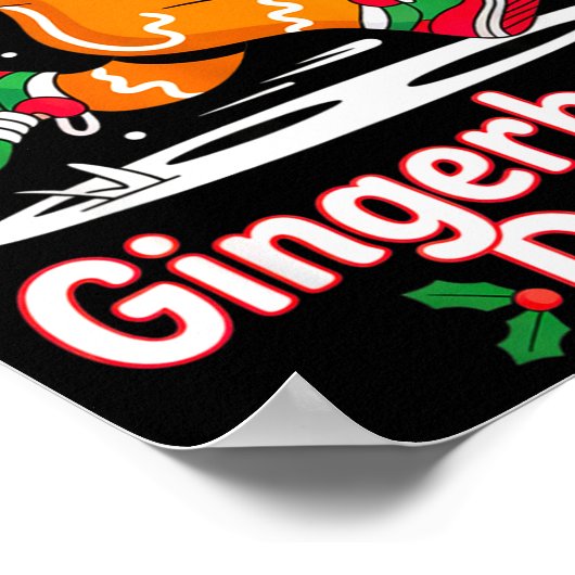 Christmas Gingerbread Dash Running Runner Xmas Mar ポスター (角)