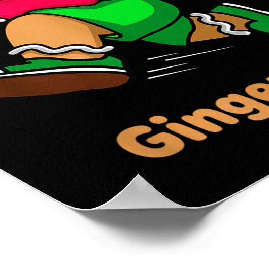 Christmas Gingerbread Dash Running Runner Xmas Mar ポスター (角)