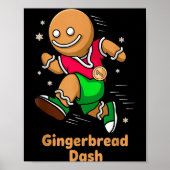 Christmas Gingerbread Dash Running Runner Xmas Mar ポスター (正面)