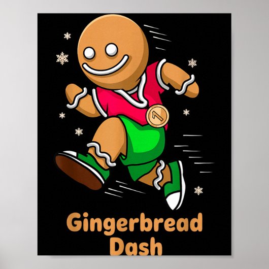 Christmas Gingerbread Dash Running Runner Xmas Mar ポスター (正面)