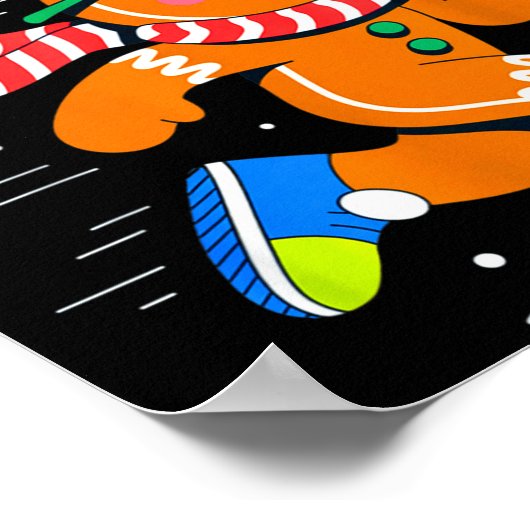 Christmas Gingerbread Dash Running Runner Xmas Mar ポスター (角)