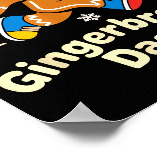 Christmas Gingerbread Dash Running Runner Xmas Mar ポスター (角)