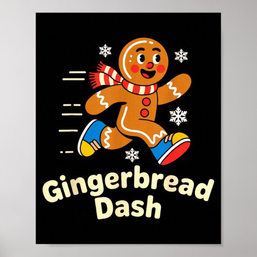 Christmas Gingerbread Dash Running Runner Xmas Mar ポスター (正面)