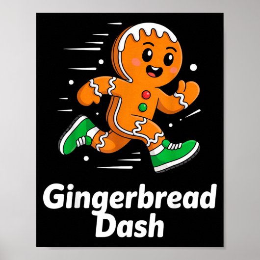 Christmas Gingerbread Dash Running Runner Xmas Mar ポスター (正面)