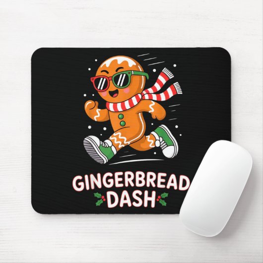 Christmas Gingerbread Dash Running Runner Xmas Mar マウスパッド (マウス)