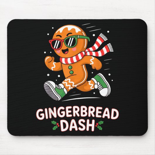 Christmas Gingerbread Dash Running Runner Xmas Mar マウスパッド (正面)