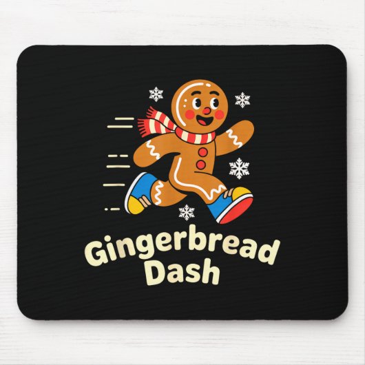 Christmas Gingerbread Dash Running Runner Xmas Mar マウスパッド (正面)