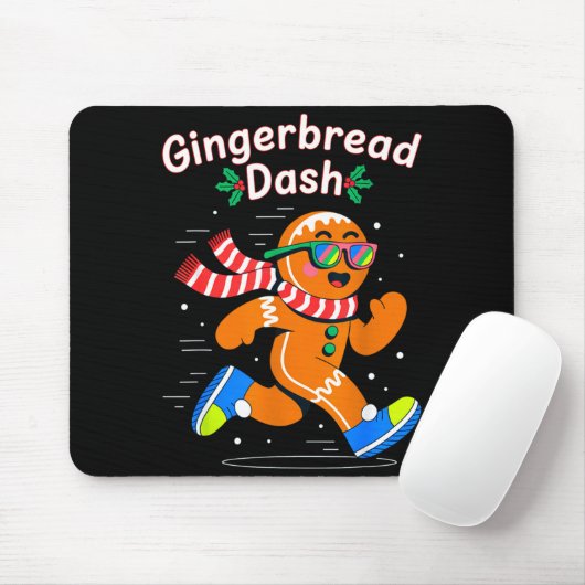 Christmas Gingerbread Dash Running Runner Xmas Mar マウスパッド (マウス)