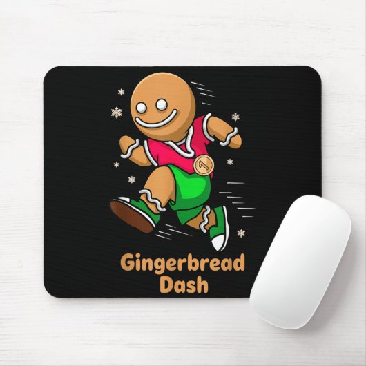 Christmas Gingerbread Dash Running Runner Xmas Mar マウスパッド (マウス)