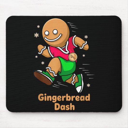 Christmas Gingerbread Dash Running Runner Xmas Mar マウスパッド (正面)