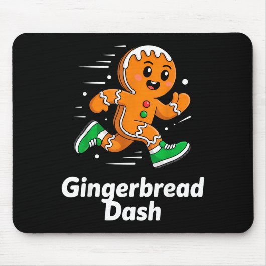Christmas Gingerbread Dash Running Runner Xmas Mar マウスパッド (正面)