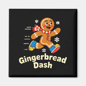 Christmas Gingerbread Dash Running Runner Xmas Mar マグネット (正面)