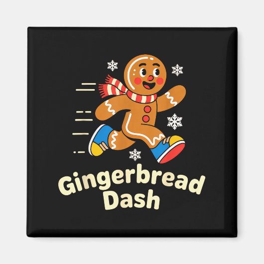 Christmas Gingerbread Dash Running Runner Xmas Mar マグネット (正面)