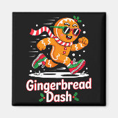 Christmas Gingerbread Dash Running Runner Xmas Mar マグネット (正面)