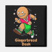 Christmas Gingerbread Dash Running Runner Xmas Mar マグネット (正面)