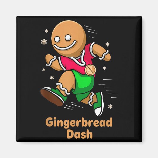 Christmas Gingerbread Dash Running Runner Xmas Mar マグネット (正面)