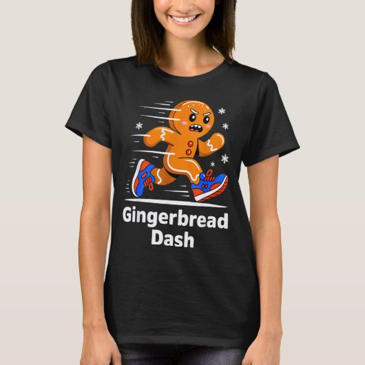 Christmas Gingerbread Dash Running Runner Xmas Mar Tシャツ (正面)