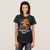 Christmas Gingerbread Dash Running Runner Xmas Mar Tシャツ (正面フル)