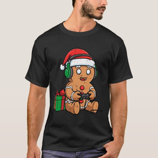 Christmas Gingerbread Gamer Xmas Gaming Boys Kids  Tシャツ (正面)